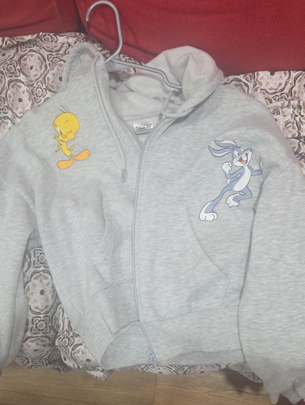 Looney Tunes Kids Graphic Zip Hoodie in Gray